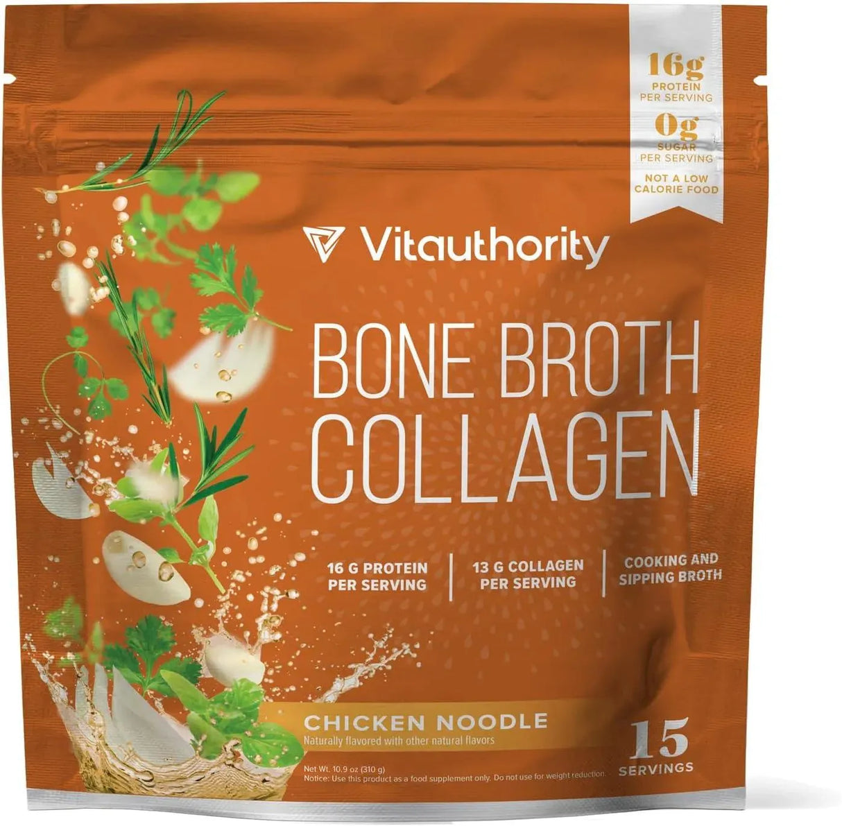 VITAUTHORITY - Vitauthority Delicious Chicken Noodle Bone Broth Collagen 310Gr. - The Red Vitamin MX - Suplementos Alimenticios - {{ shop.shopifyCountryName }}