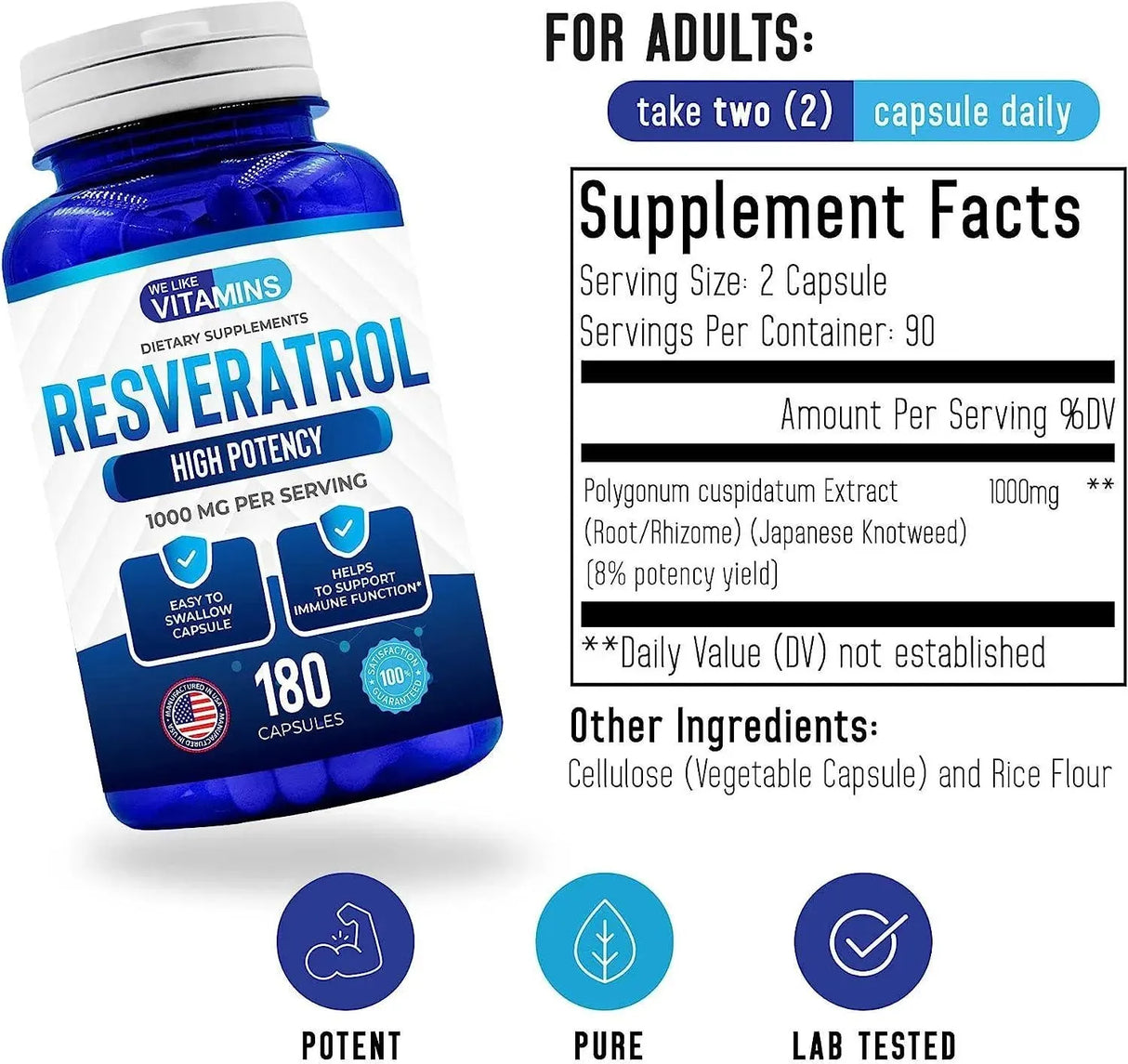 WE LIKE VITAMINS - We Like Vitamins Resveratrol 1000Mg. 180 Capsulas - The Red Vitamin MX - Suplementos Alimenticios - {{ shop.shopifyCountryName }}