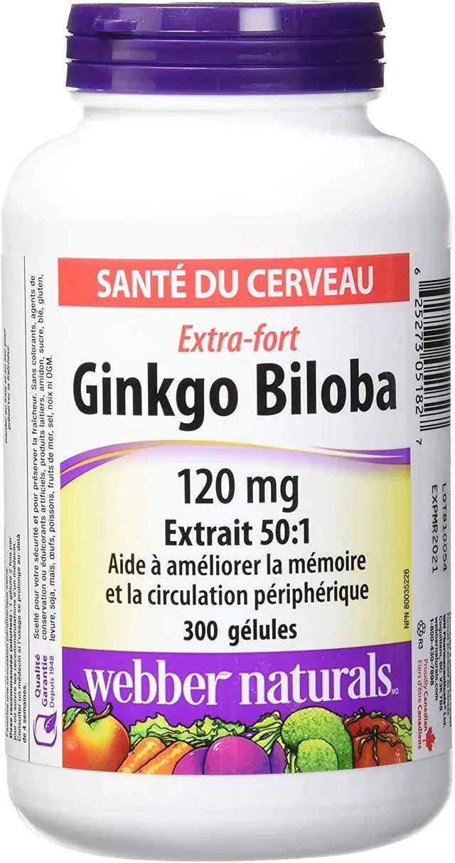 WEBBER NATURALS - Webber naturals Ginkgo Biloba 120Mg. 300 Capsulas Blandas - The Red Vitamin MX - Suplementos Alimenticios - {{ shop.shopifyCountryName }}