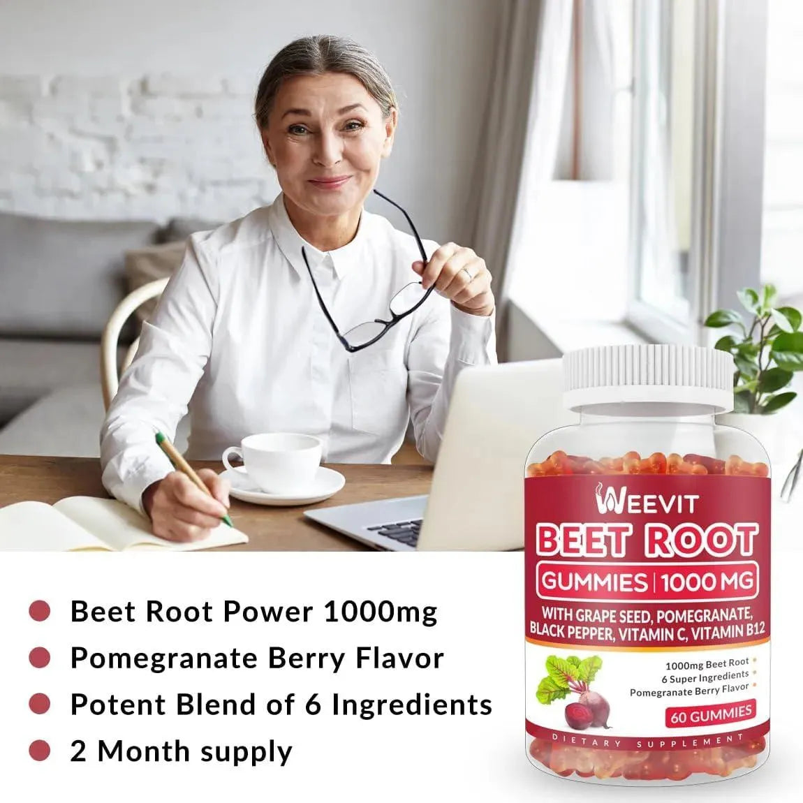 WEEVIT - Weevit Beet Root Gummies 1000Mg. 60 Gomitas 2 Pack - The Red Vitamin MX - Suplementos Alimenticios - {{ shop.shopifyCountryName }}