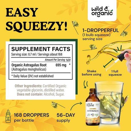 WILD & ORGANIC - Wild & Organic Astragalus Root Tincture 4 Fl. Oz. - The Red Vitamin MX - Suplementos Alimenticios - {{ shop.shopifyCountryName }}