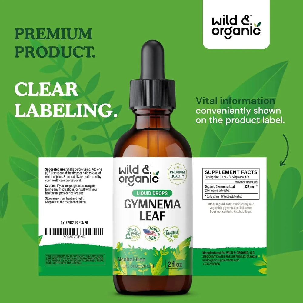 WILD & ORGANIC - Wild & Organic Gymnema Sylvestre Liquid Extract 2 Fl.Oz. - The Red Vitamin MX - Suplementos Alimenticios - {{ shop.shopifyCountryName }}