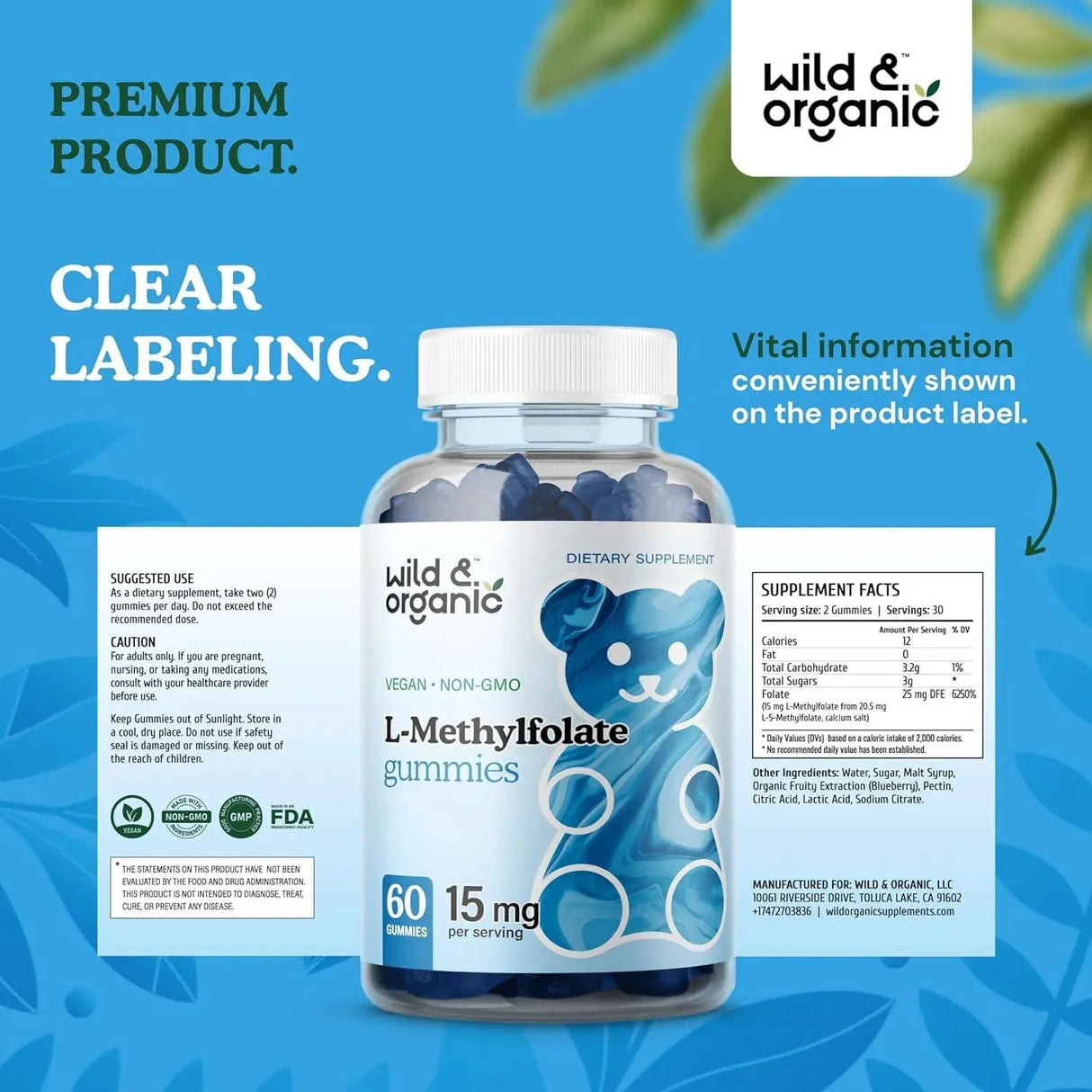 WILD & ORGANIC - Wild & Organic L-Methylfolate 15Mg. Gummies 60 Gomitas - The Red Vitamin MX - Suplementos Alimenticios - {{ shop.shopifyCountryName }}