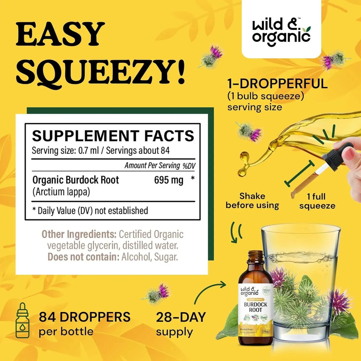 WILD & ORGANIC - Wild & Organic Organic Burdock Root Tincture 2 Fl.Oz. - The Red Vitamin MX - Suplementos Alimenticios - {{ shop.shopifyCountryName }}