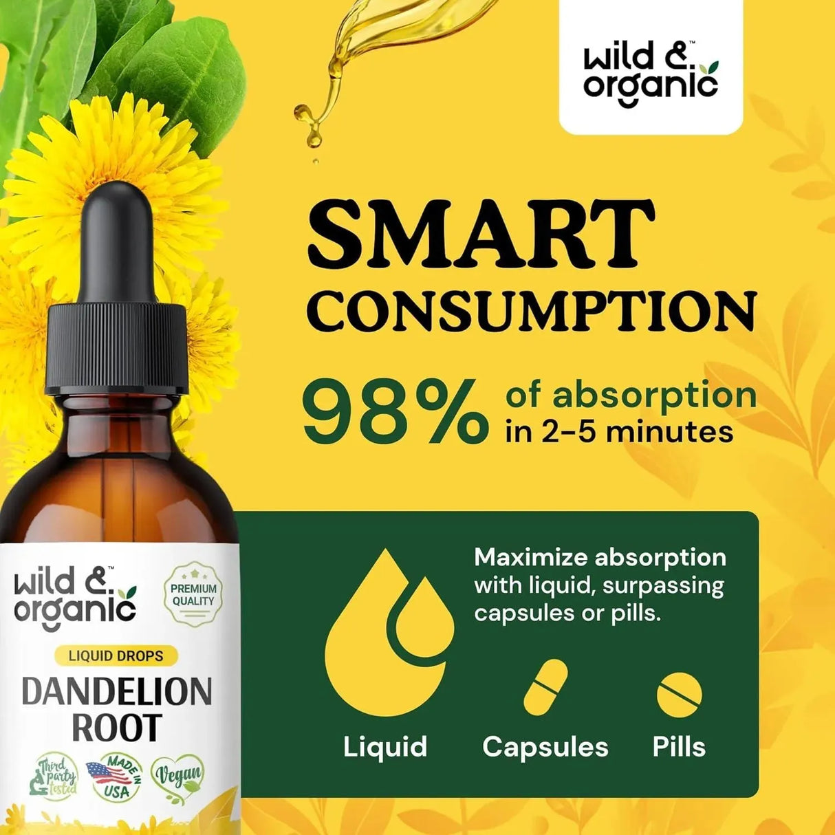 WILD & ORGANIC - Wild & Organic Organic Dandelion Root Liquid Extract 2 Fl.Oz. - The Red Vitamin MX - Suplementos Alimenticios - {{ shop.shopifyCountryName }}
