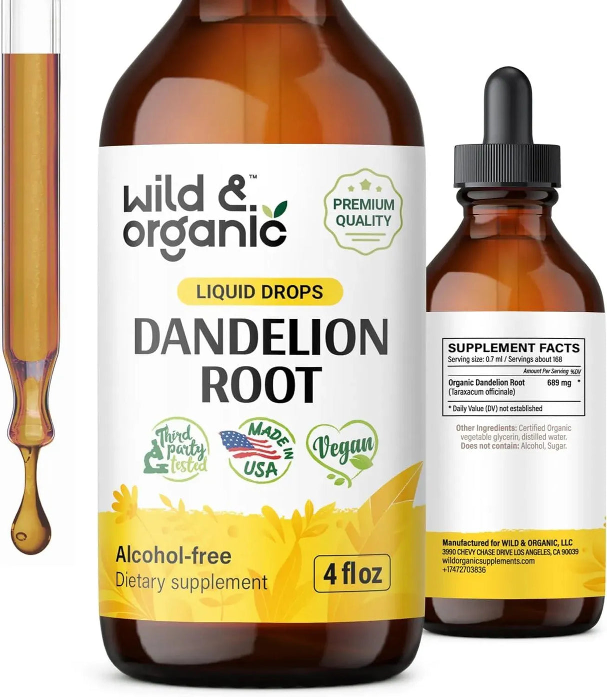 WILD & ORGANIC - Wild & Organic Organic Dandelion Root Liquid Extract 4 Fl.Oz. - The Red Vitamin MX - Suplementos Alimenticios - {{ shop.shopifyCountryName }}