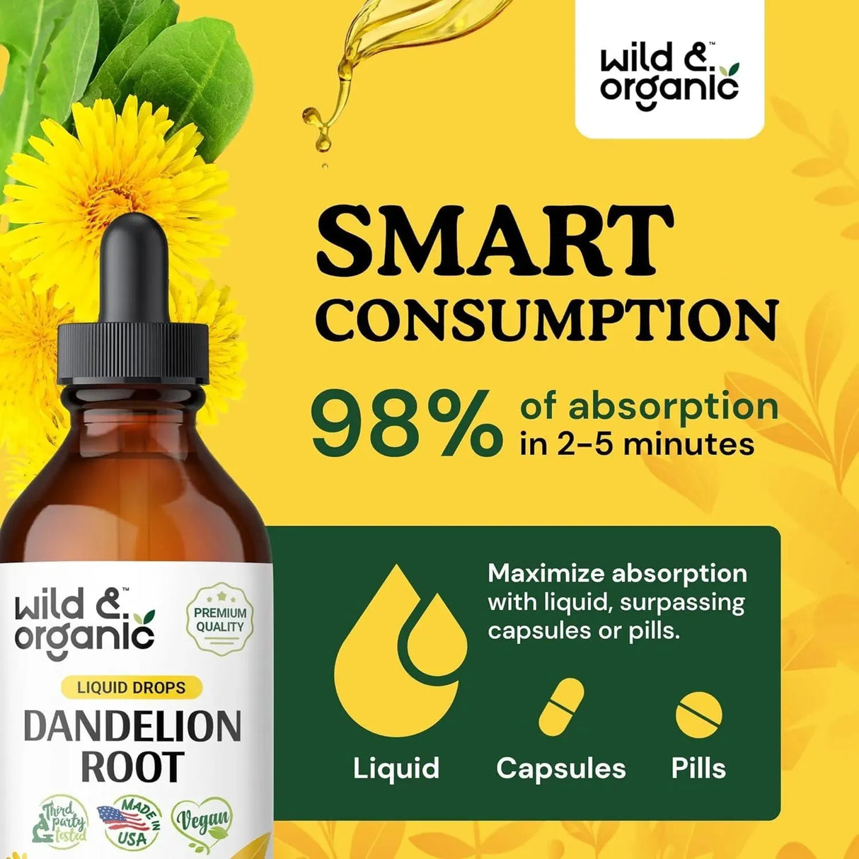 WILD & ORGANIC - Wild & Organic Organic Dandelion Root Liquid Extract 4 Fl.Oz. - The Red Vitamin MX - Suplementos Alimenticios - {{ shop.shopifyCountryName }}