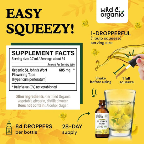 WILD & ORGANIC - Wild & Organic St Johns Wort Tincture 2 Fl.Oz. - The Red Vitamin MX - Suplementos Alimenticios - {{ shop.shopifyCountryName }}