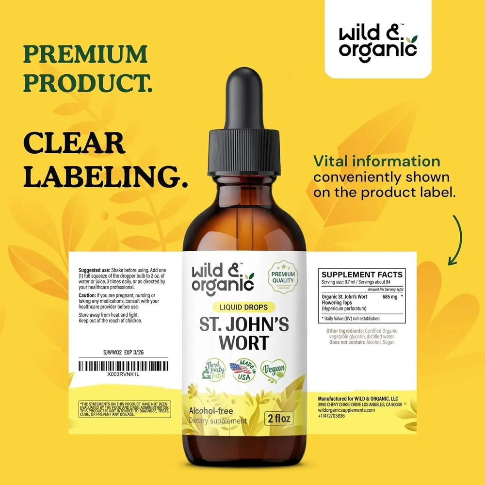 WILD & ORGANIC - Wild & Organic St Johns Wort Tincture 2 Fl.Oz. - The Red Vitamin MX - Suplementos Alimenticios - {{ shop.shopifyCountryName }}