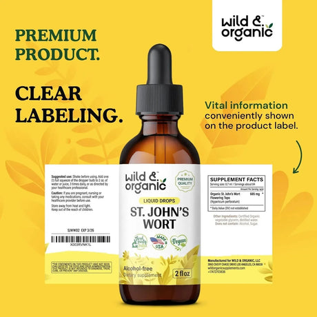 WILD & ORGANIC - Wild & Organic St Johns Wort Tincture 2 Fl.Oz. - The Red Vitamin MX - Suplementos Alimenticios - {{ shop.shopifyCountryName }}