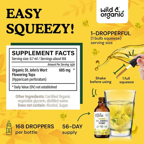 WILD & ORGANIC - Wild & Organic St Johns Wort Tincture 4 Fl.Oz. - The Red Vitamin MX - Suplementos Alimenticios - {{ shop.shopifyCountryName }}