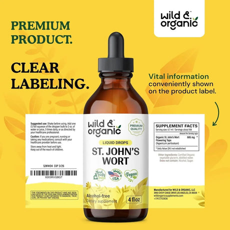 WILD & ORGANIC - Wild & Organic St Johns Wort Tincture 4 Fl.Oz. - The Red Vitamin MX - Suplementos Alimenticios - {{ shop.shopifyCountryName }}