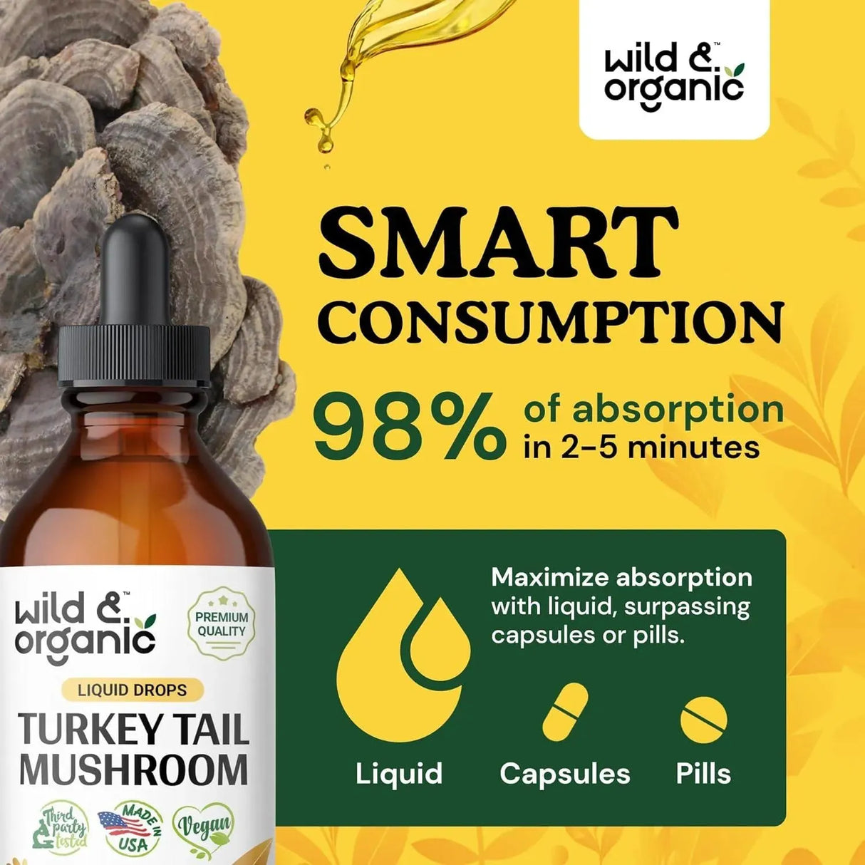 WILD & ORGANIC - Wild & Organic Turkey Tail Mushroom Liquid Extract 4 Fl.Oz. - The Red Vitamin MX - Suplementos Alimenticios - {{ shop.shopifyCountryName }}