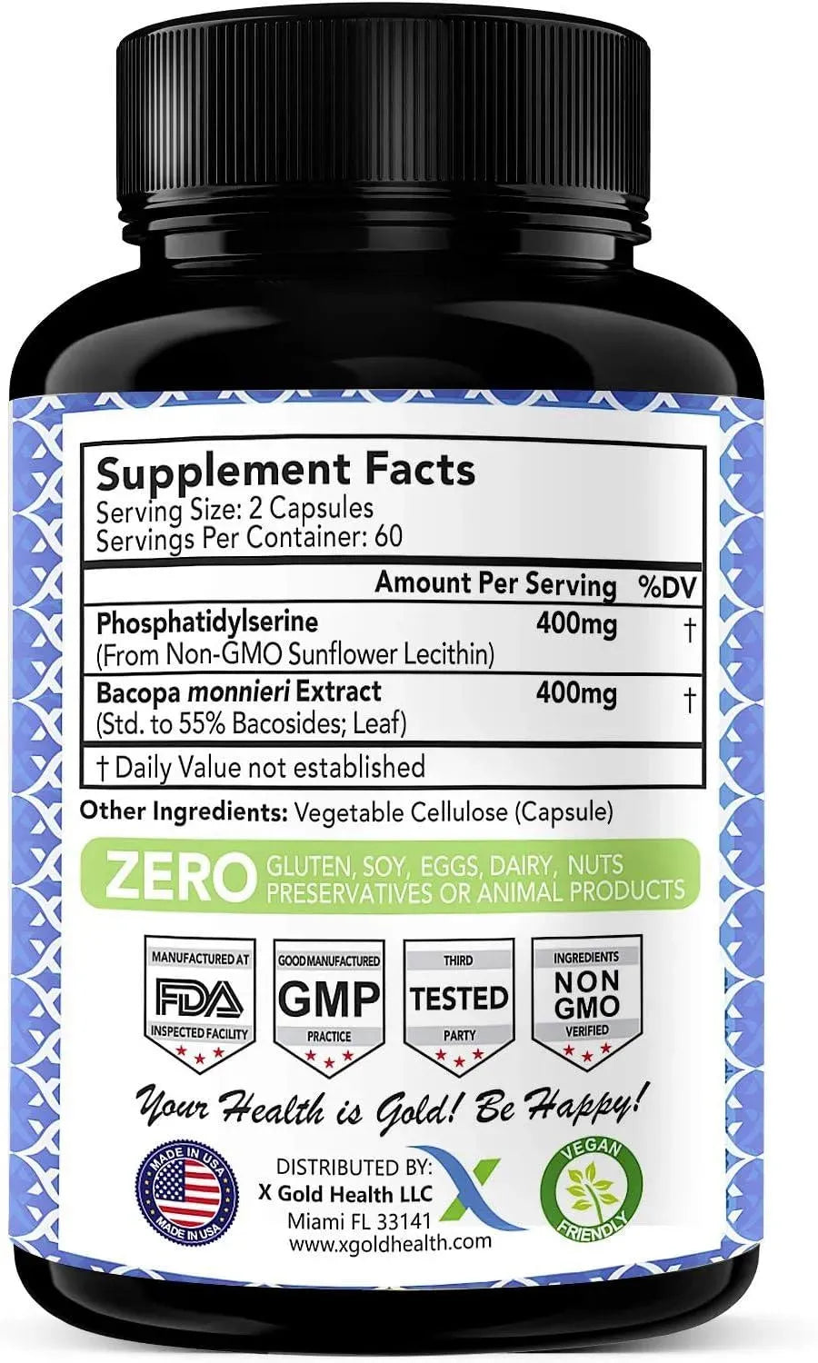 X GOLD HEALTH - X Gold Health PhosphatidylSerine & Bacopa Monnieri 400Mg. 120 Capsulas - The Red Vitamin MX - Suplementos Alimenticios - {{ shop.shopifyCountryName }}