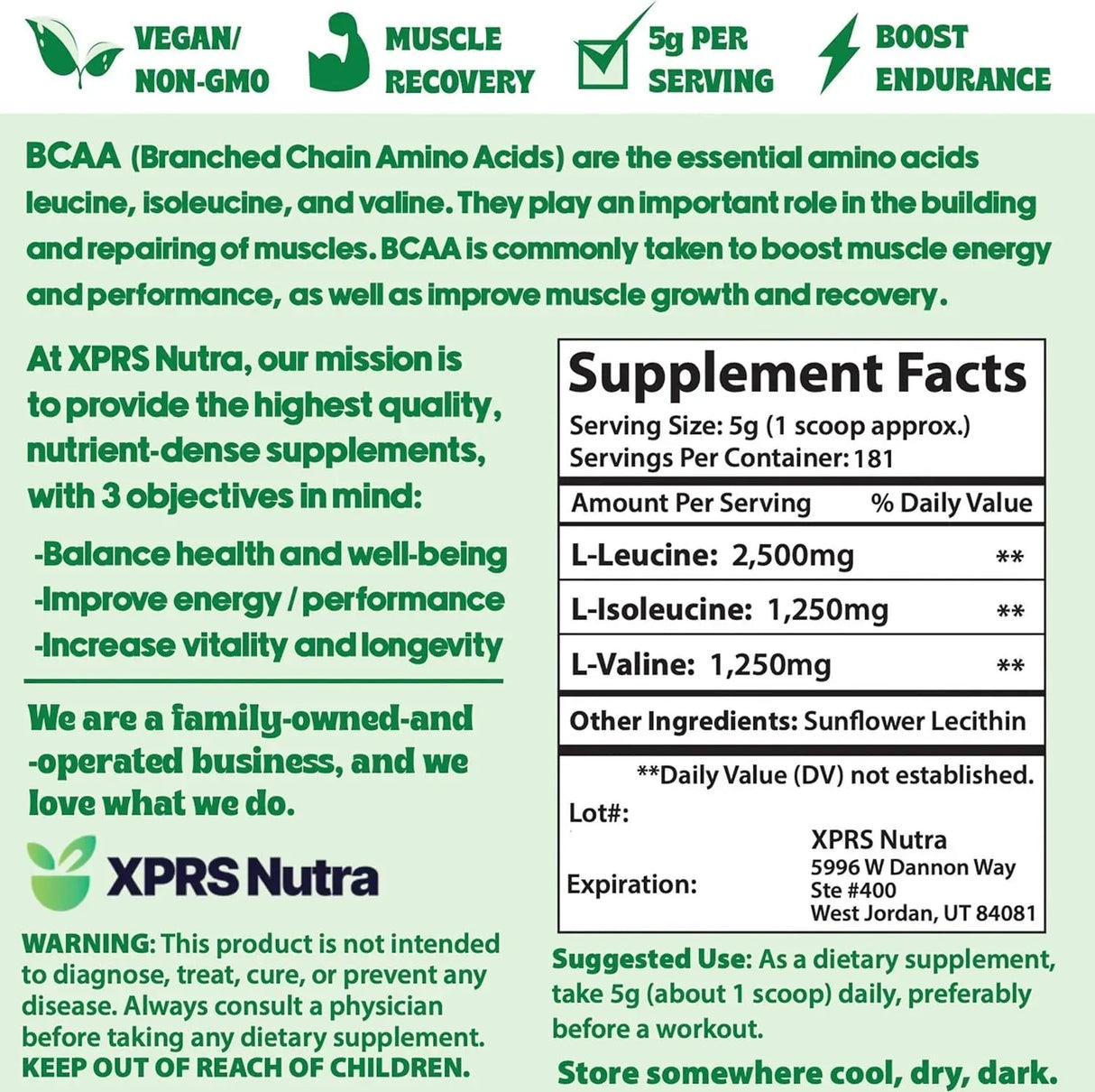 XPRS NUTRA - XPRS Nutra BCAA Powder 181 Servicios - The Red Vitamin MX - Suplementos Alimenticios - {{ shop.shopifyCountryName }}