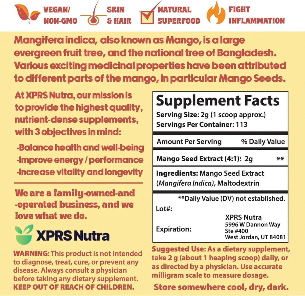 XPRS NUTRA - XPRS Nutra Mango Seed Extract Powder 8 oz. - The Red Vitamin MX - Suplementos Alimenticios - {{ shop.shopifyCountryName }}
