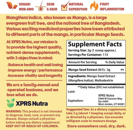 XPRS NUTRA - XPRS Nutra Mango Seed Extract Powder 8 oz. - The Red Vitamin MX - Suplementos Alimenticios - {{ shop.shopifyCountryName }}