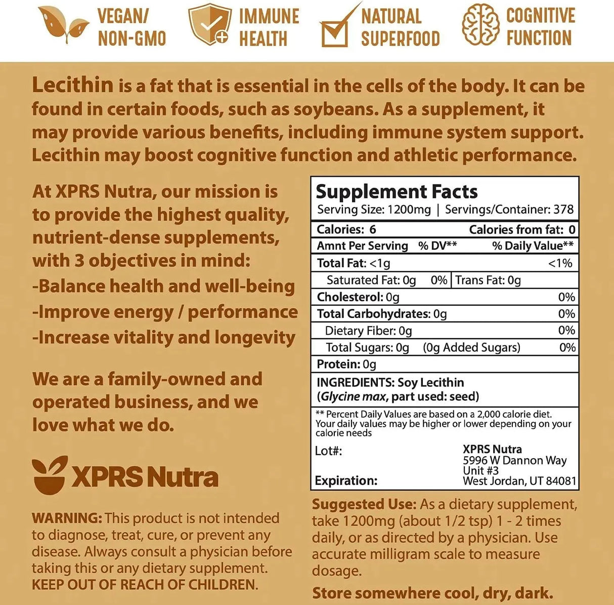 XPRS NUTRA - XPRS Nutra Soy Lecithin Powder 453Gr. - The Red Vitamin MX - Suplementos Alimenticios - {{ shop.shopifyCountryName }}