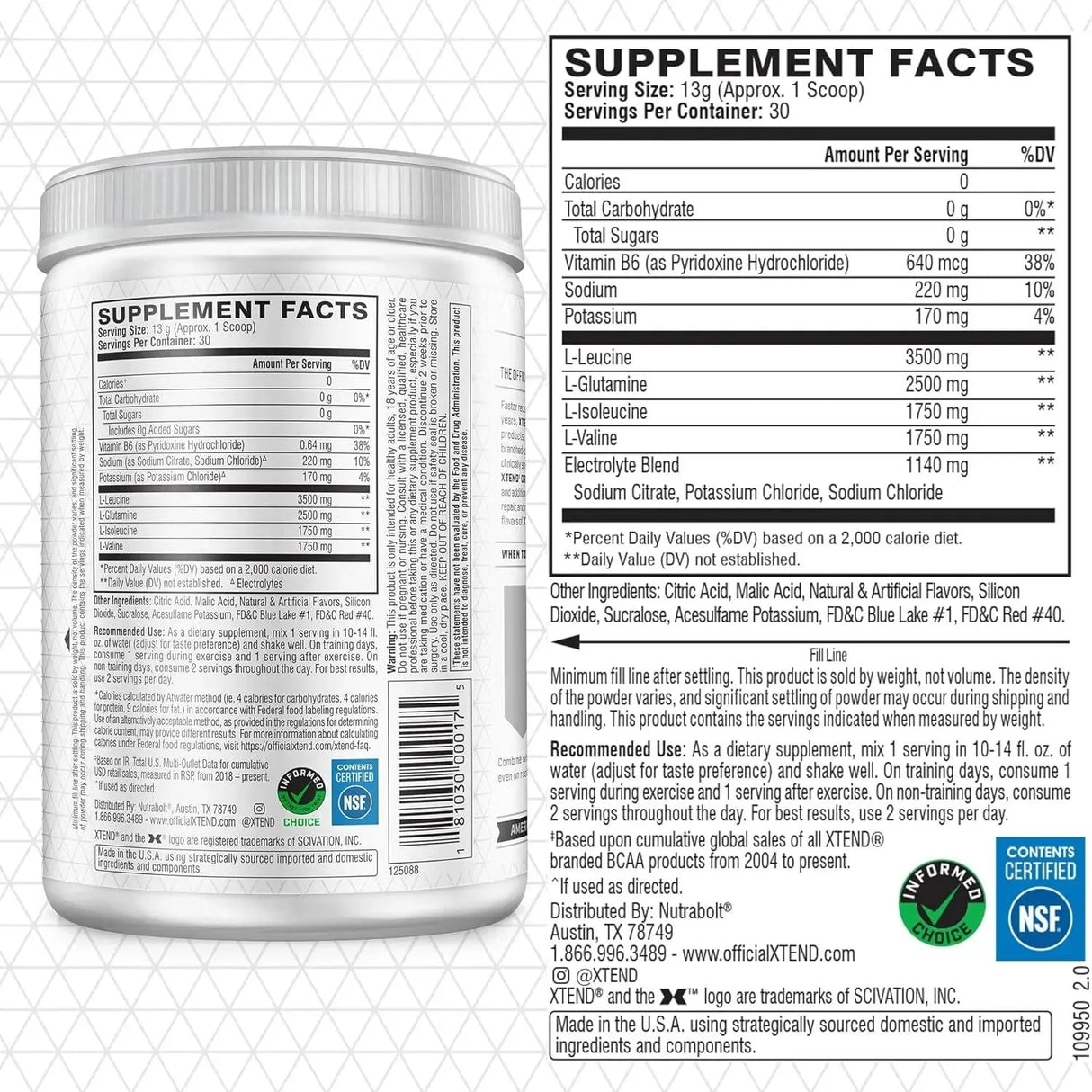 XTEND - XTEND Original BCAA Powder Glacial Grape 30 Servicios 390Gr. - The Red Vitamin MX - Suplementos Alimenticios - {{ shop.shopifyCountryName }}