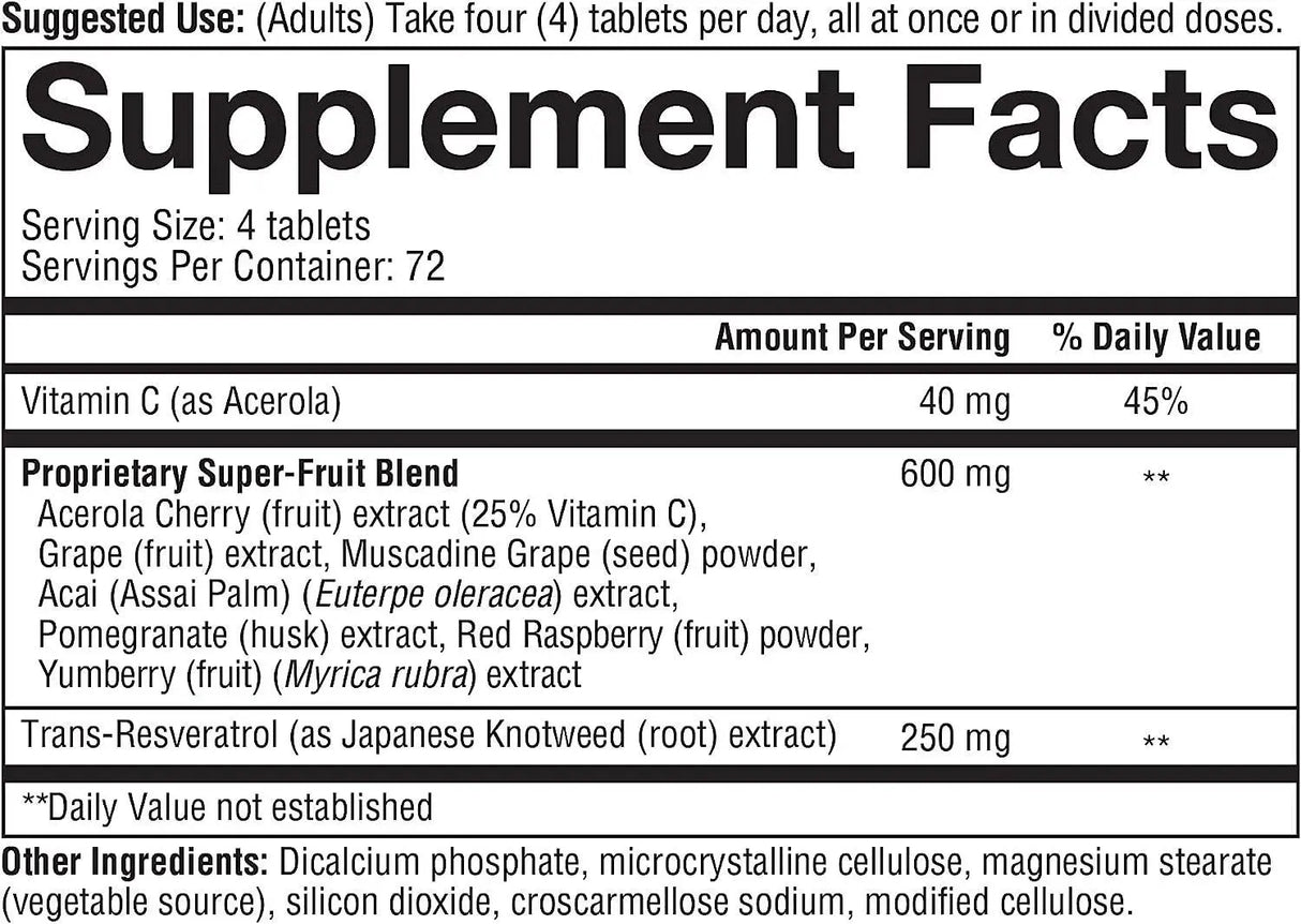 YOUTHEORY - Youtheory Resveratrol with Acerola 290 Tabletas - The Red Vitamin MX - Suplementos Alimenticios - {{ shop.shopifyCountryName }}