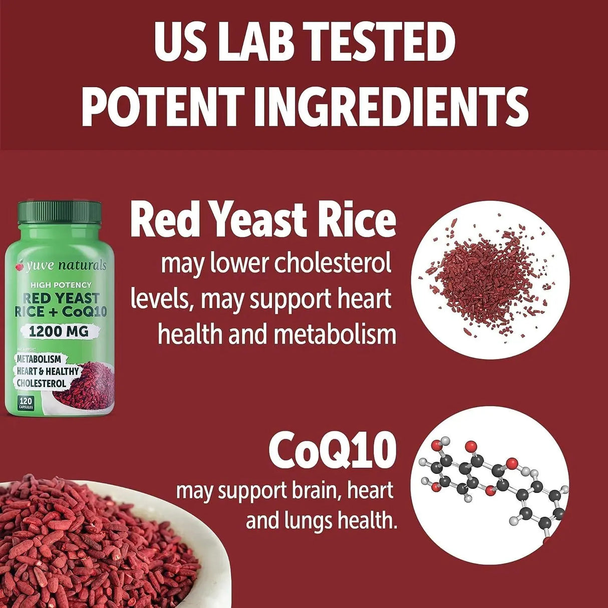 YUVE NATURALS - Yuve Naturals Red Yeast Rice 1200Mg. 120 Capsulas - The Red Vitamin MX - Suplementos Alimenticios - {{ shop.shopifyCountryName }}
