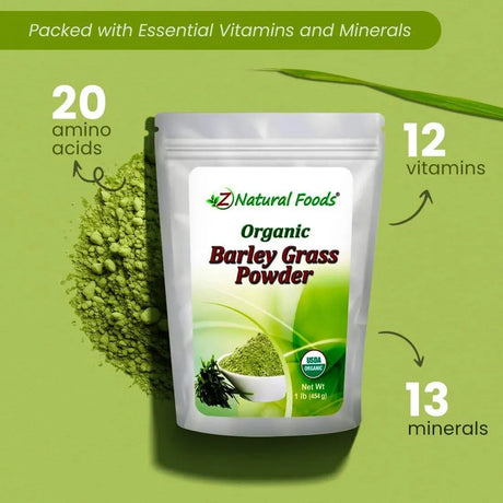 Z NATURAL FOODS - Z Natural Foods Organic Barley Grass Powder 454Gr. - The Red Vitamin MX - Suplementos Alimenticios - {{ shop.shopifyCountryName }}