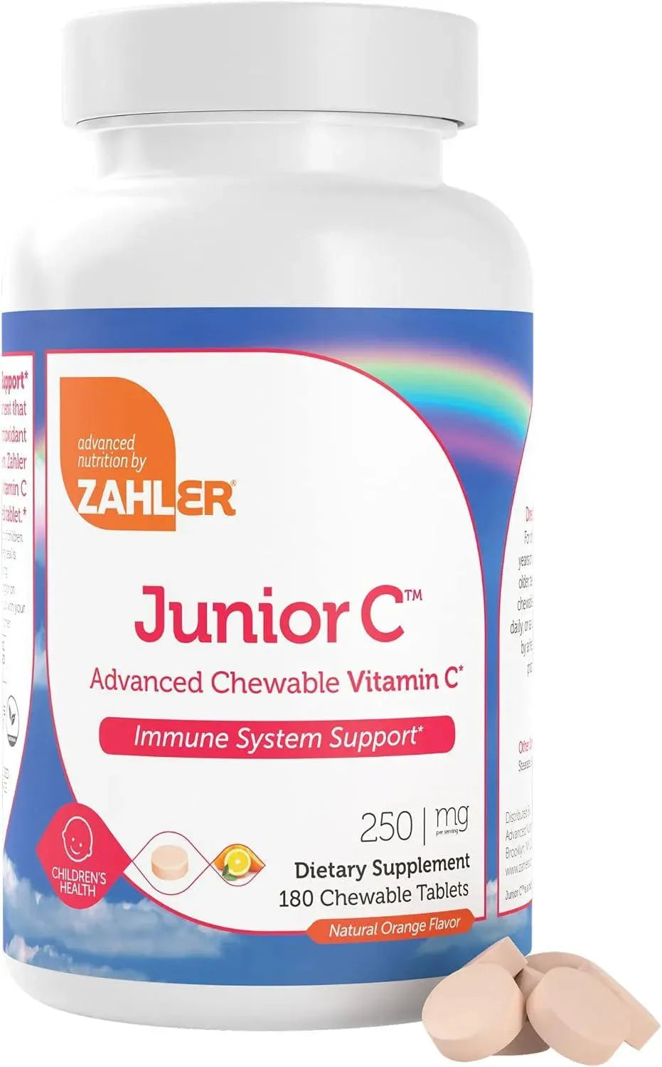 ZAHLER - Zahler Junior C Advanced Chewable Vitamin C for Kids 180 Tabletas Masticables - The Red Vitamin MX - Suplementos Alimenticios - {{ shop.shopifyCountryName }}