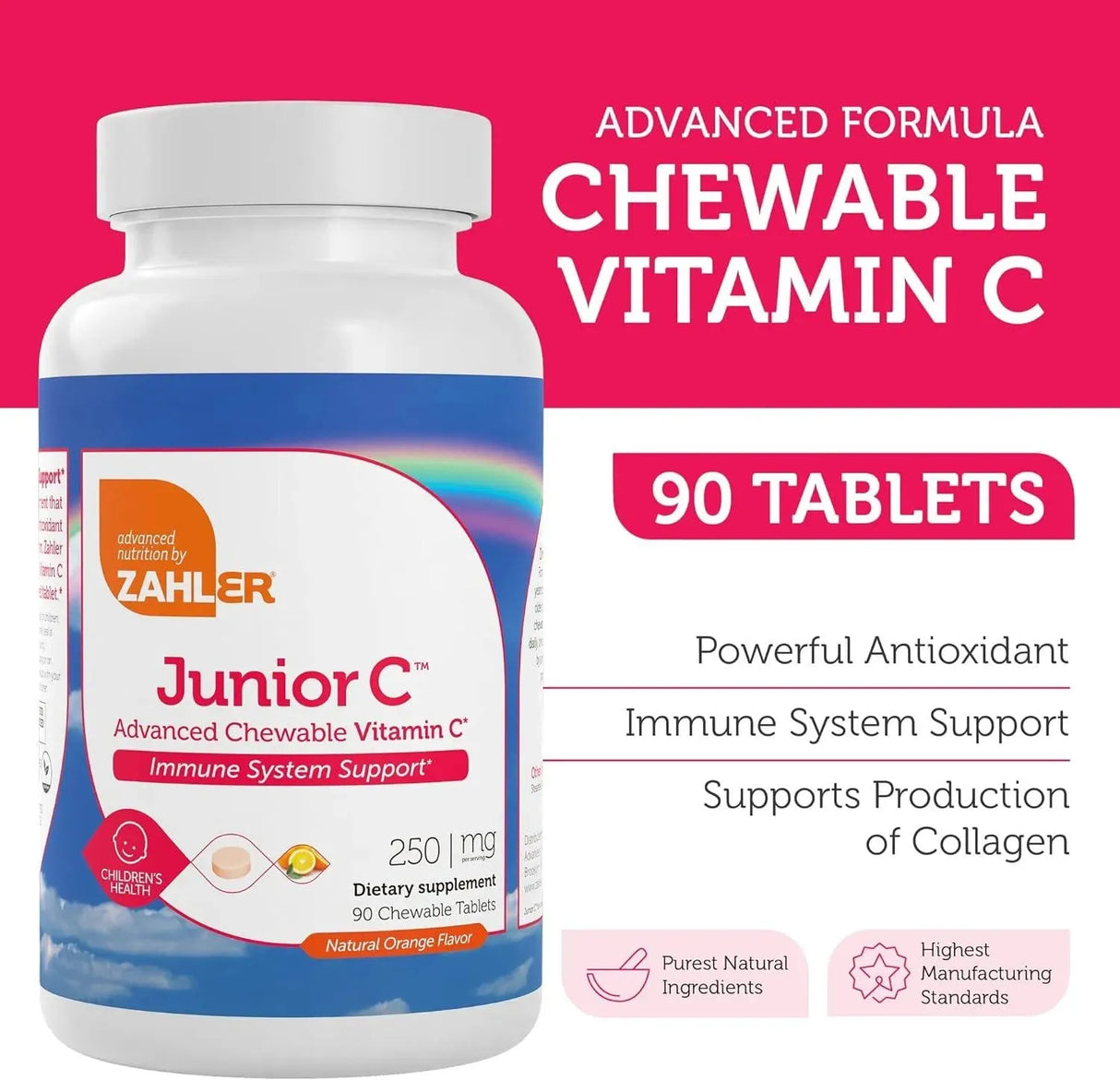 ZAHLER - Zahler Junior C Advanced Chewable Vitamin C for Kids 90 Tabletas Masticables - The Red Vitamin MX - Suplementos Alimenticios - {{ shop.shopifyCountryName }}