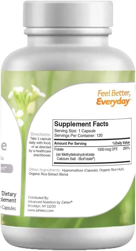 ZAHLER - Zahler Methyl Folate 1000mcg 120 Capsulas - The Red Vitamin MX - Suplementos Alimenticios - {{ shop.shopifyCountryName }}