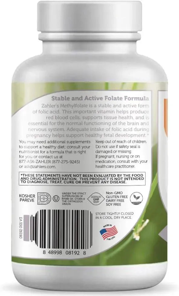 ZAHLER - Zahler Methyl Folate 1000mcg 60 Capsulas - The Red Vitamin MX - Suplementos Alimenticios - {{ shop.shopifyCountryName }}