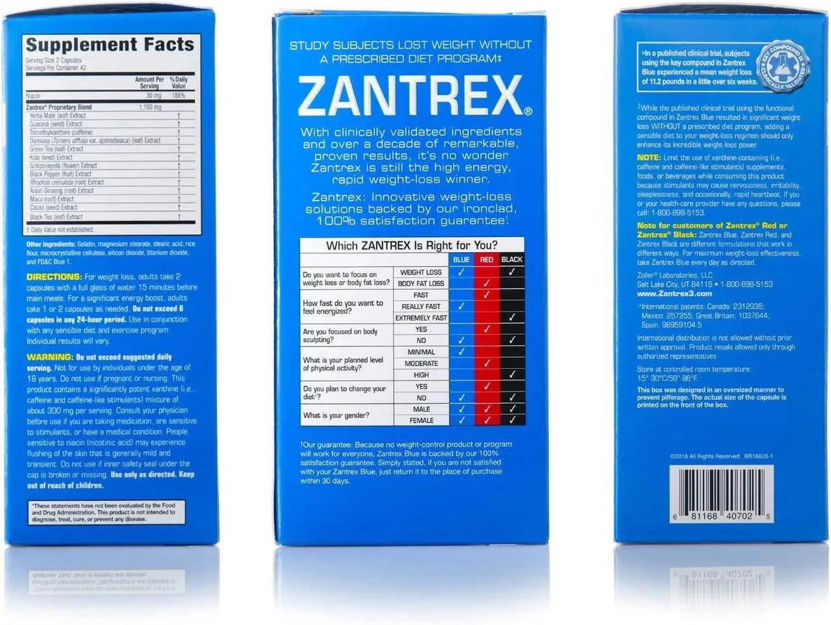 ZANTREX - Zantrex Blue High-Energy Rapid Weight Loss Supplement 84 Capsulas - The Red Vitamin MX - Suplementos Alimenticios - {{ shop.shopifyCountryName }}