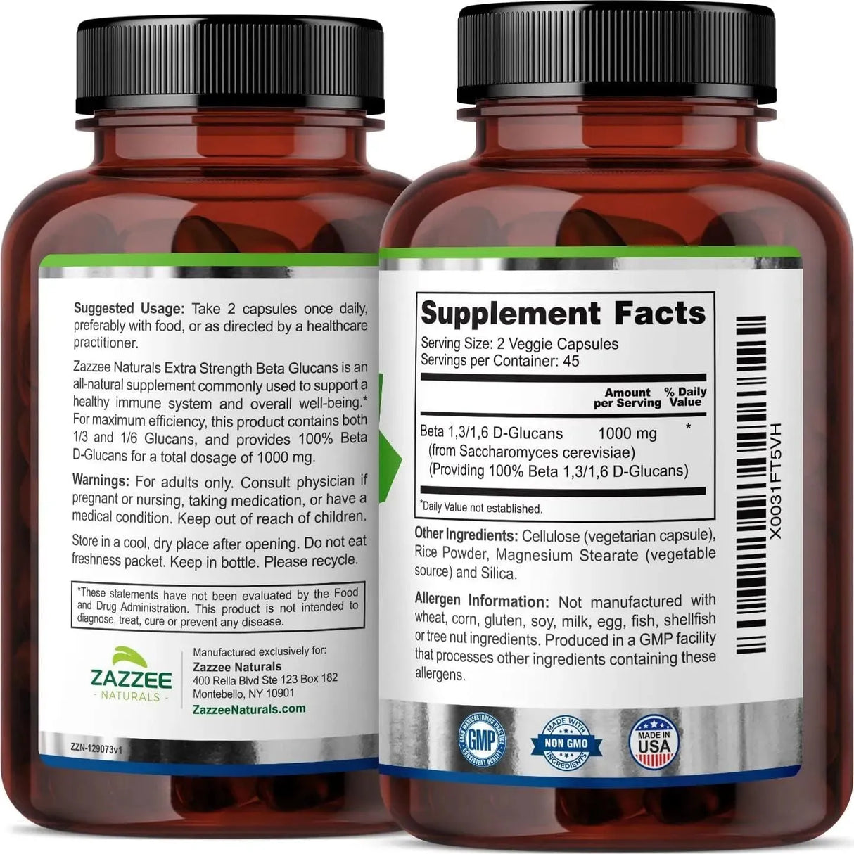 ZAZZEE NATURALS - Zazzee Extra Strength 1,3/1,6 Beta Glucans 1000Mg. 90 Capsulas - The Red Vitamin MX - Suplementos Alimenticios - {{ shop.shopifyCountryName }}