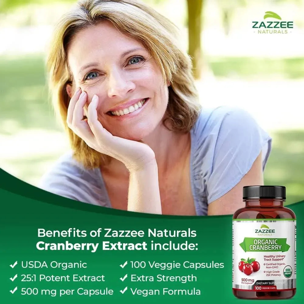 ZAZZEE NATURALS - Zazzee Naturals Organic Cranberry 25:1 Extract 12500Mg. 100 Capsulas - The Red Vitamin MX - Suplementos Alimenticios - {{ shop.shopifyCountryName }}