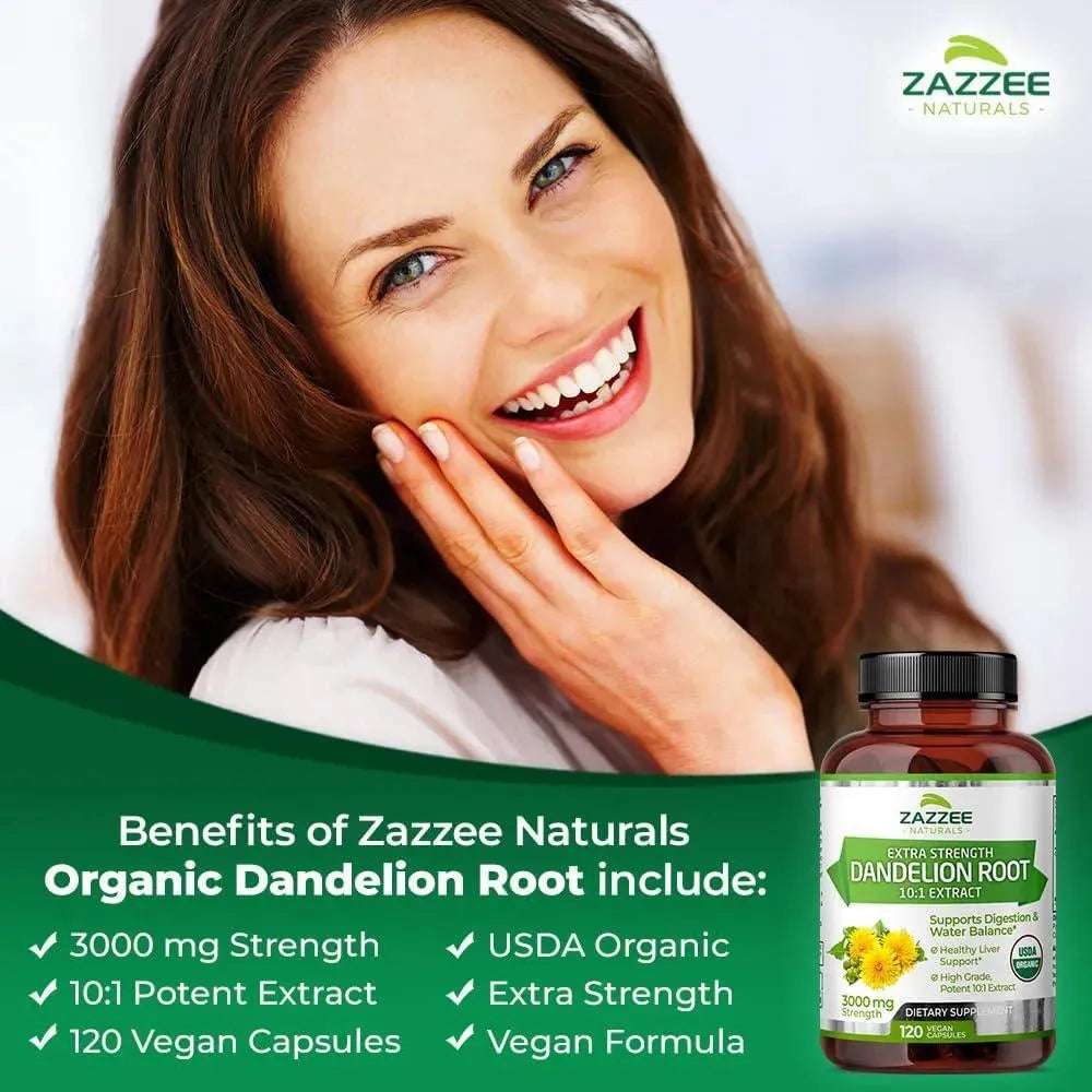 ZAZZEE NATURALS - Zazzee USDA Organic Dandelion Root 10:1 Extract 120 Capsulas - The Red Vitamin MX - Suplementos Alimenticios - {{ shop.shopifyCountryName }}