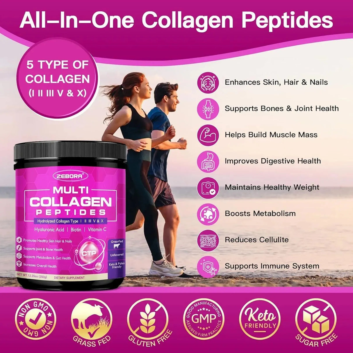 ZEBORA - Zebora Multi Collagen Peptides Powder 350Gr. - The Red Vitamin MX - Suplementos Alimenticios - {{ shop.shopifyCountryName }}