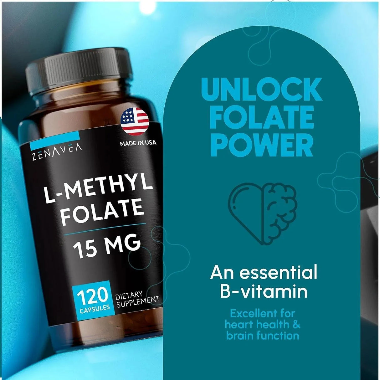 ZENAVEA - Zenavea L-Methylfolate 15Mg. 120 Capsulas - The Red Vitamin MX - Suplementos Alimenticios - {{ shop.shopifyCountryName }}