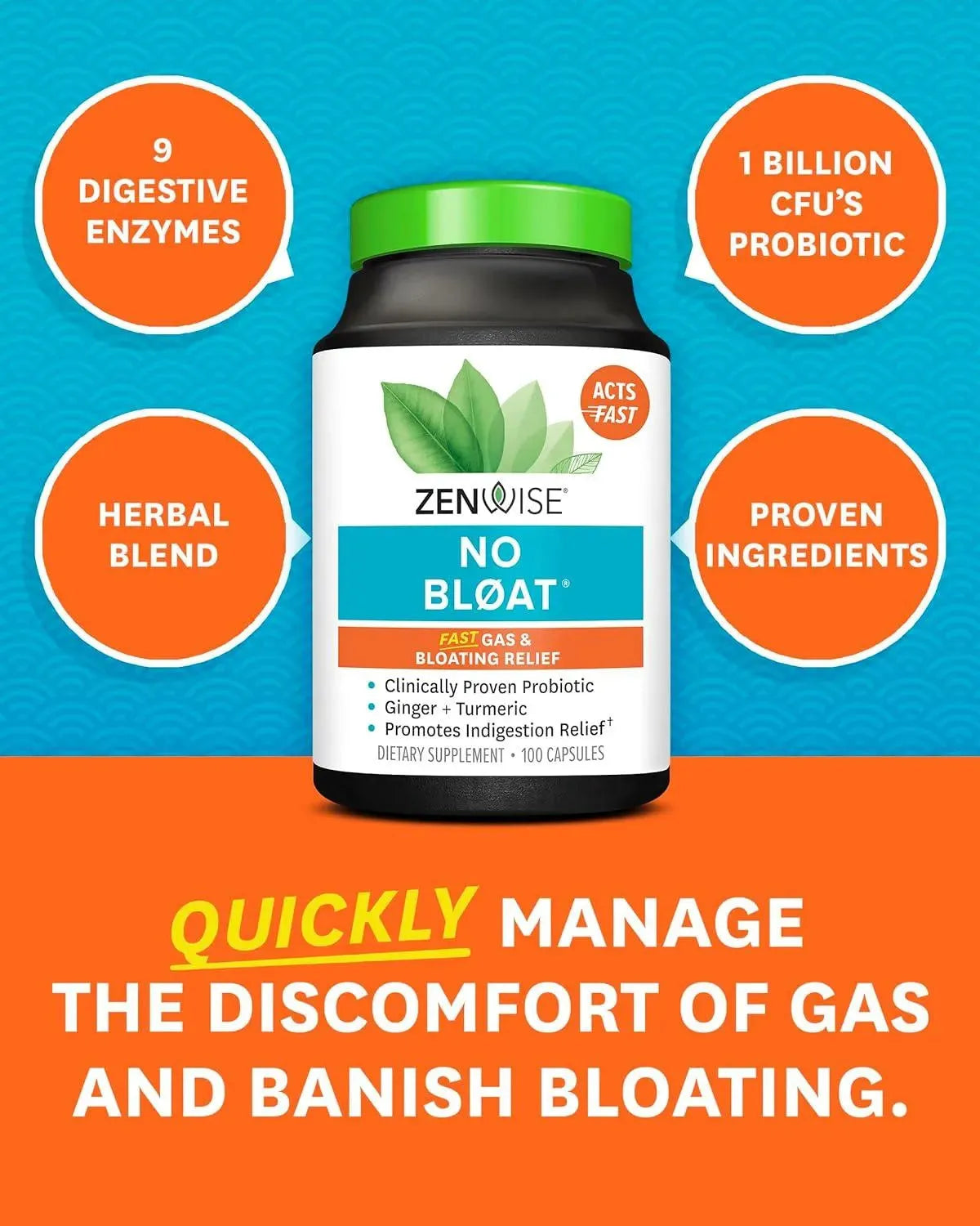 ZENWISE HEALTH - Zenwise No Bloat Probiotics 100 Capsulas - The Red Vitamin MX - Suplementos Alimenticios - {{ shop.shopifyCountryName }}