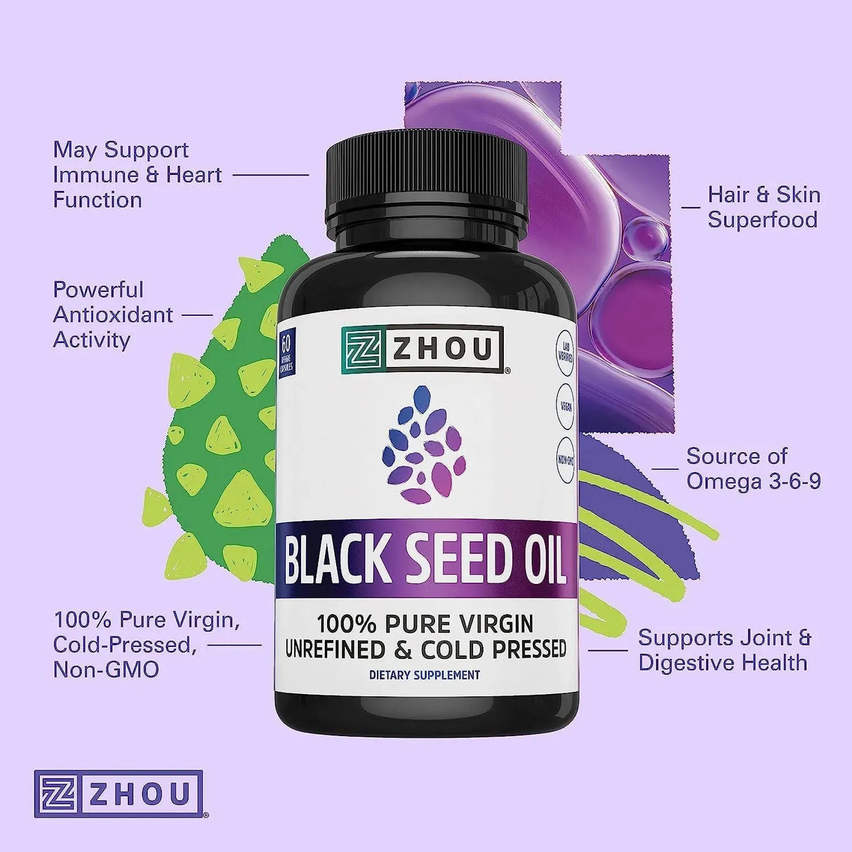 ZHOU - Zhou Nutrition Black Seed Oil 60 Capsulas - The Red Vitamin MX - Suplementos Alimenticios - {{ shop.shopifyCountryName }}