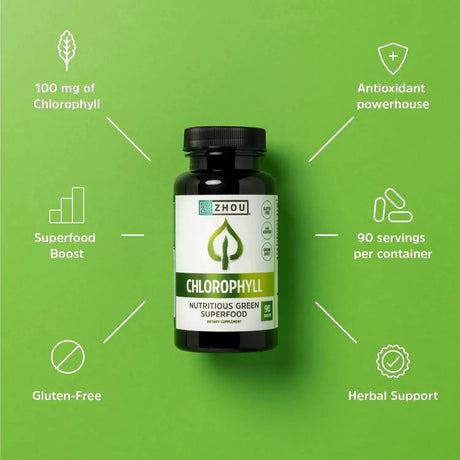 ZHOU - Zhou Nutrition Chlorophyll 90 Tabletas - The Red Vitamin MX - Suplementos Alimenticios - {{ shop.shopifyCountryName }}