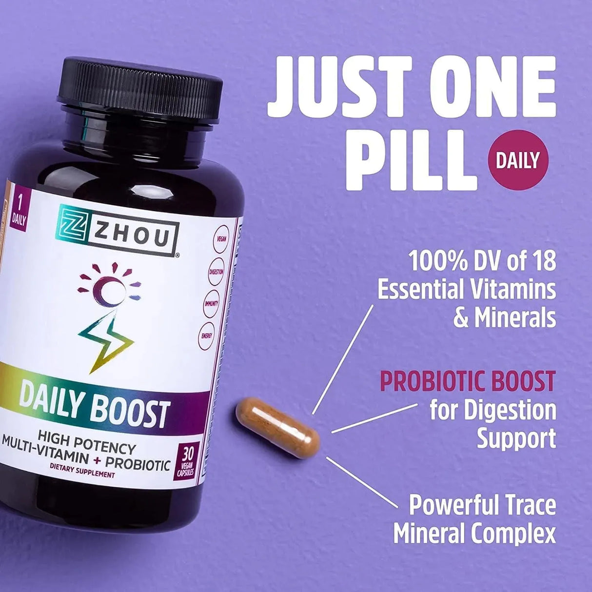 ZHOU - Zhou Nutrition Daily Boost Multivitamin 60 Capsulas - The Red Vitamin MX - Suplementos Alimenticios - {{ shop.shopifyCountryName }}