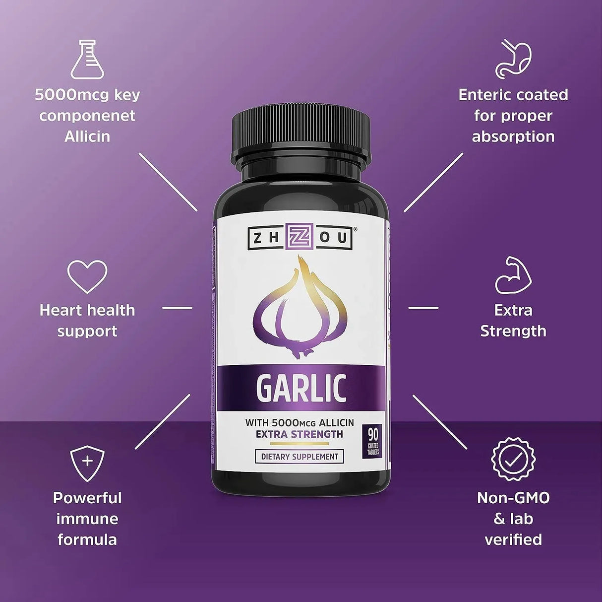 ZHOU - Zhou Nutrition Garlic Supplement 90 Tabletas - The Red Vitamin MX - Suplementos Alimenticios - {{ shop.shopifyCountryName }}