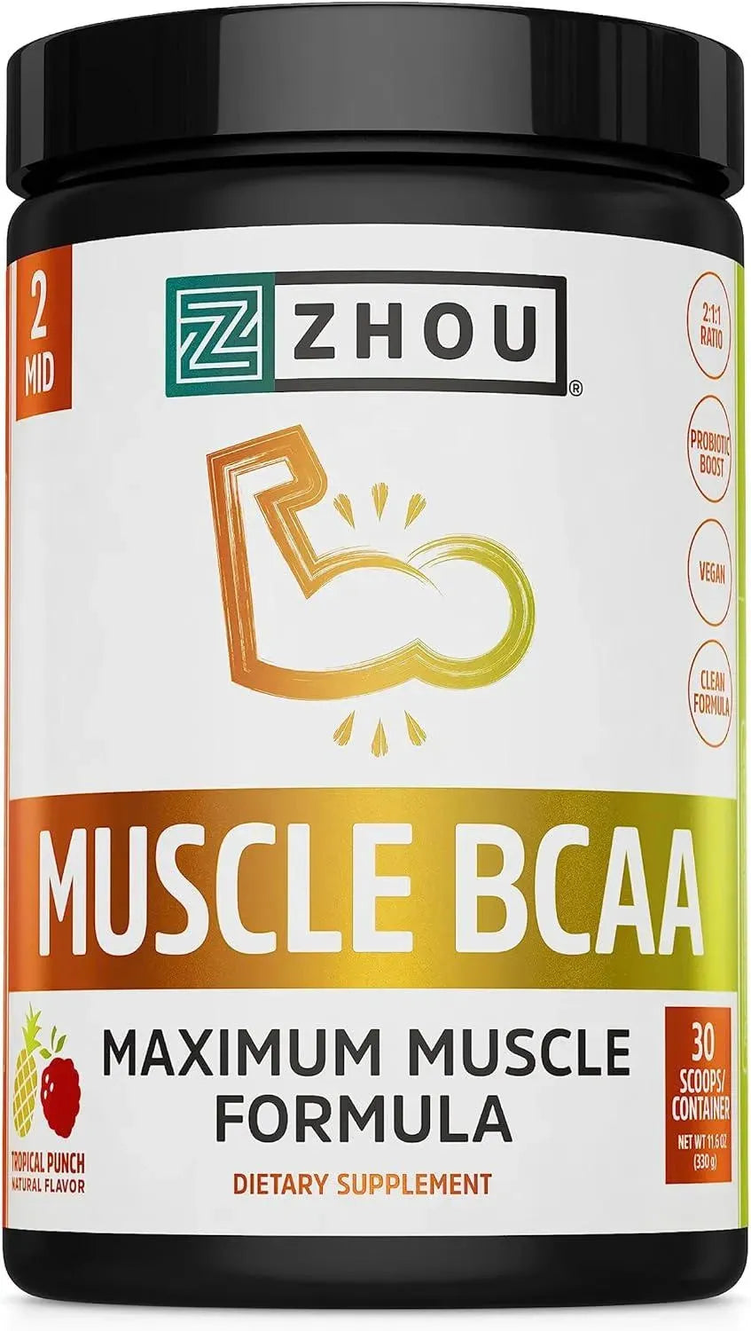 ZHOU - Zhou Nutrition Muscle BCAA Powder 30 Servicios Tropical Punch 330Gr. - The Red Vitamin MX - Suplementos Alimenticios - {{ shop.shopifyCountryName }}