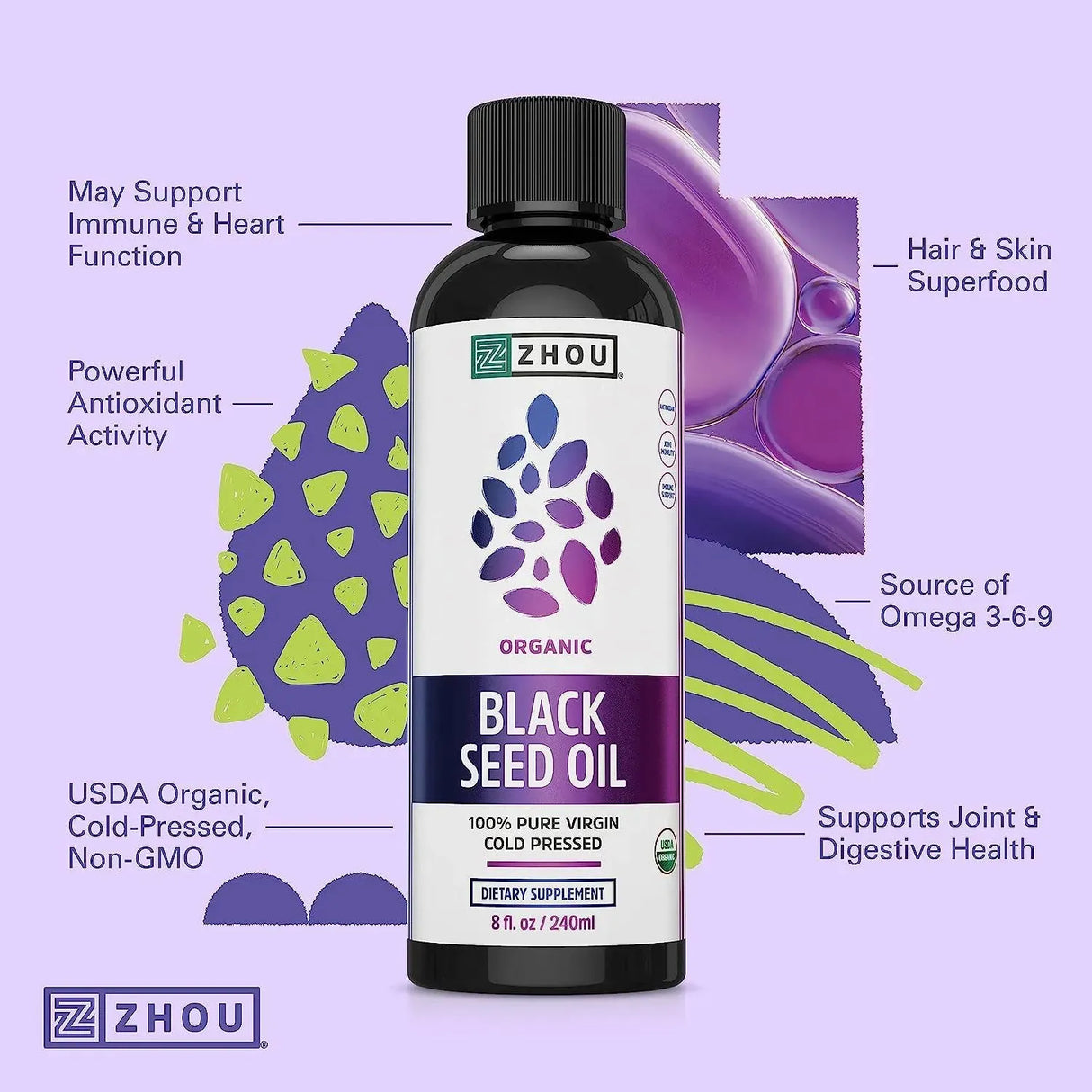 ZHOU - Zhou Organic Black Seed Oil Cold Pressed 240Ml. - The Red Vitamin MX - Suplementos Alimenticios - {{ shop.shopifyCountryName }}