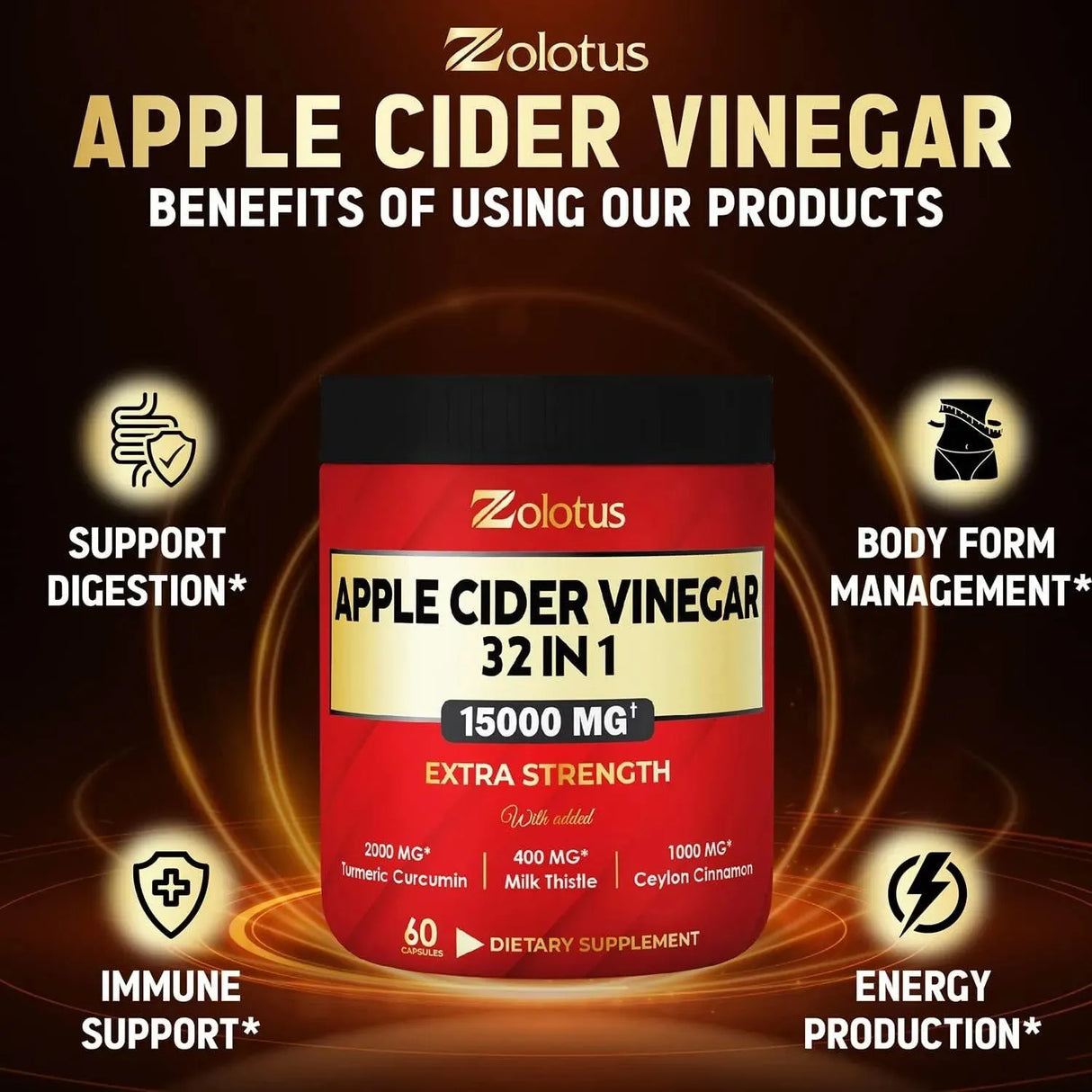 ZOLOTUS - Zolotus 32 in 1 Apple Cider Vinegar 15,000Mg. 60 Capsulas - The Red Vitamin MX - Suplementos Alimenticios - {{ shop.shopifyCountryName }}