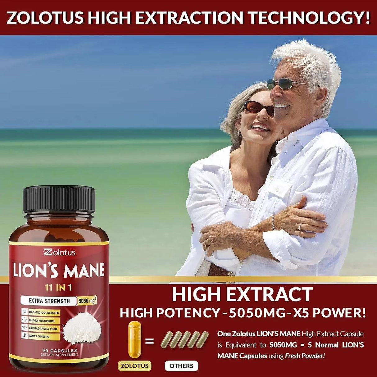 ZOLOTUS - Zolotus Lions Mane Mushroom Capsules 90 Capsulas - The Red Vitamin MX - Suplementos Alimenticios - {{ shop.shopifyCountryName }}