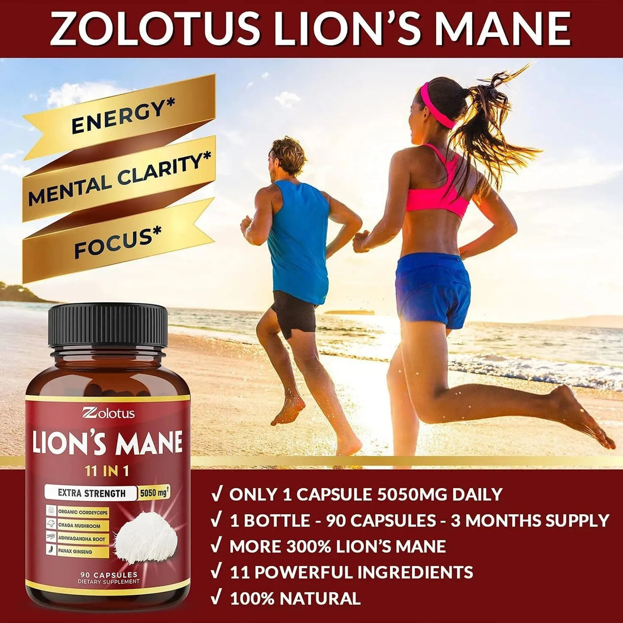 ZOLOTUS - Zolotus Lions Mane Mushroom Capsules 90 Capsulas - The Red Vitamin MX - Suplementos Alimenticios - {{ shop.shopifyCountryName }}