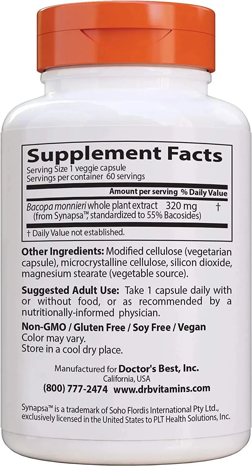 DOCTOR'S BEST - Doctor's Best Bacopa with Synapsa 320Mg. 60 Capsulas - The Red Vitamin MX - Suplementos Alimenticios - {{ shop.shopifyCountryName }}