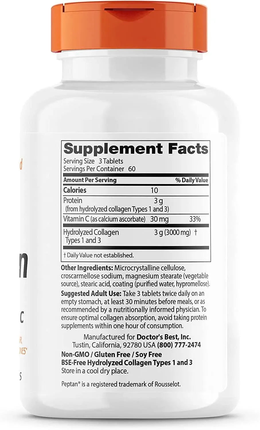 DOCTOR'S BEST - Doctor's Best Collagen Types 1 and 3 with Peptan 1000Mg. 180 Tabletas - The Red Vitamin MX - Suplementos Alimenticios - {{ shop.shopifyCountryName }}