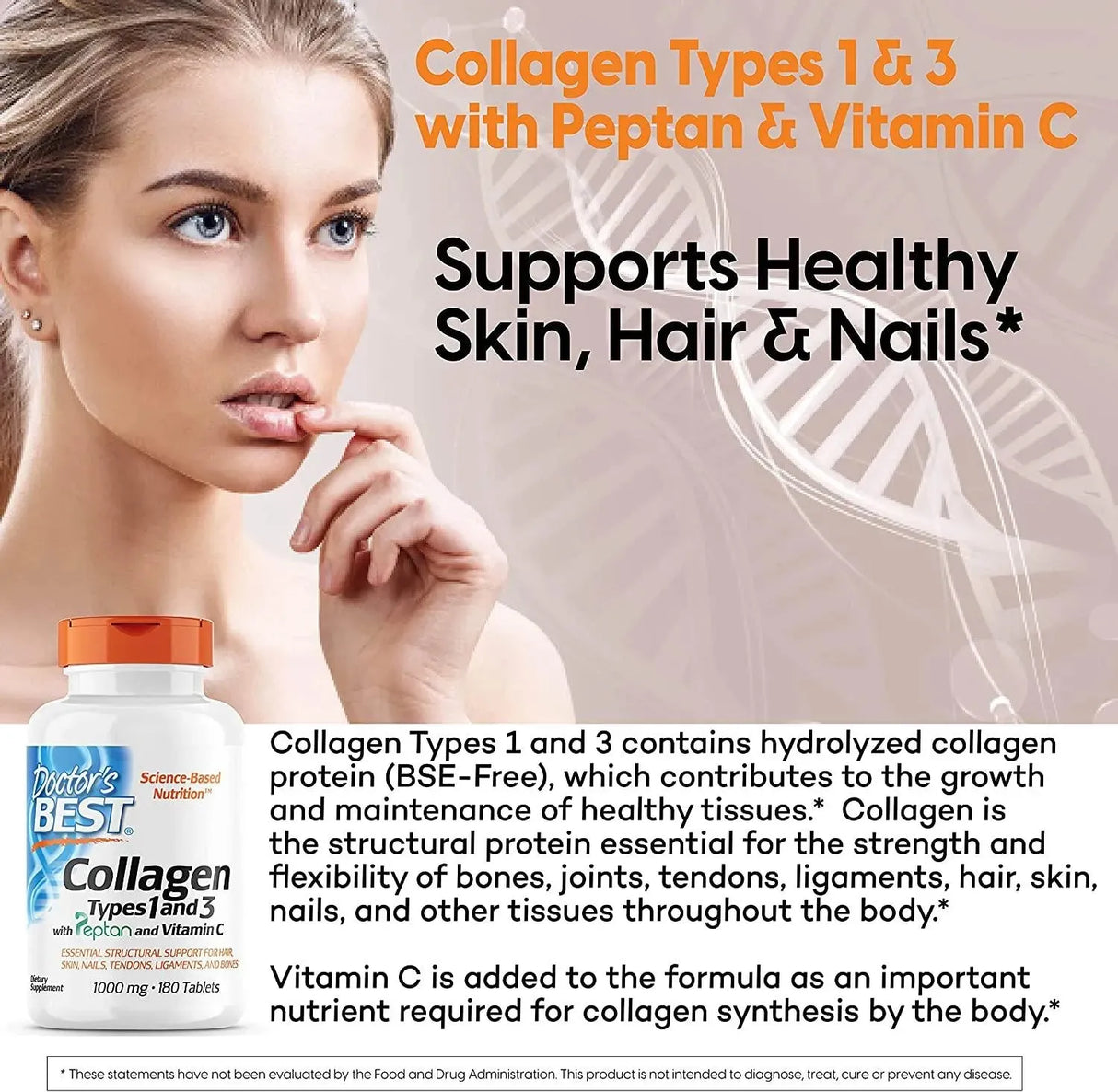 DOCTOR'S BEST - Doctor's Best Collagen Types 1 and 3 with Peptan 1000Mg. 180 Tabletas - The Red Vitamin MX - Suplementos Alimenticios - {{ shop.shopifyCountryName }}