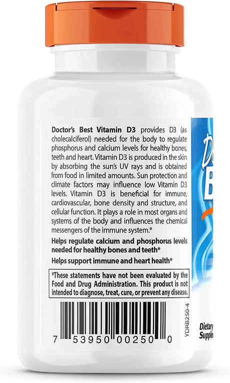 DOCTOR'S BEST - Doctor's Best Vitamin D3 5000IU 360 Capsulas - The Red Vitamin MX - Suplementos Alimenticios - {{ shop.shopifyCountryName }}